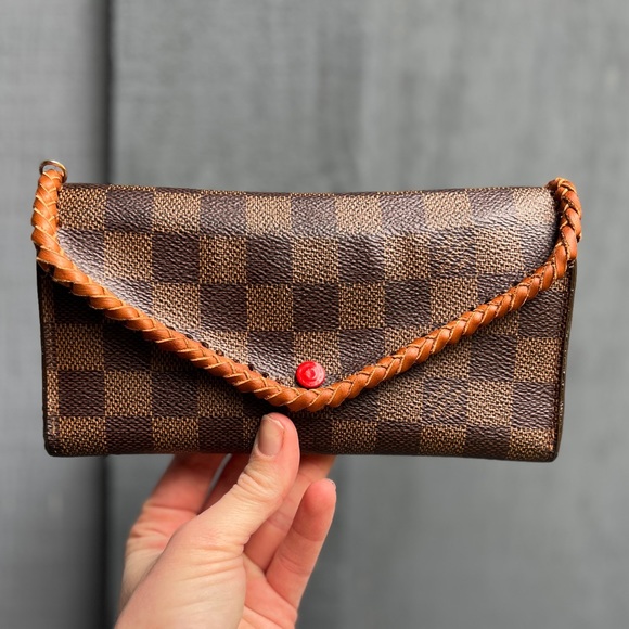 Louis Vuitton Damier Ebene Boho Custom Wallet on Chain Removable Leather Strap - Picture 6 of 6